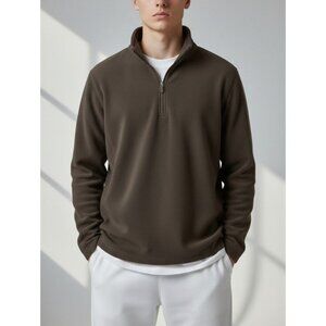 Banana Republic Mens Brown 1/4 Zip Pullover Fleece Jacket Size S